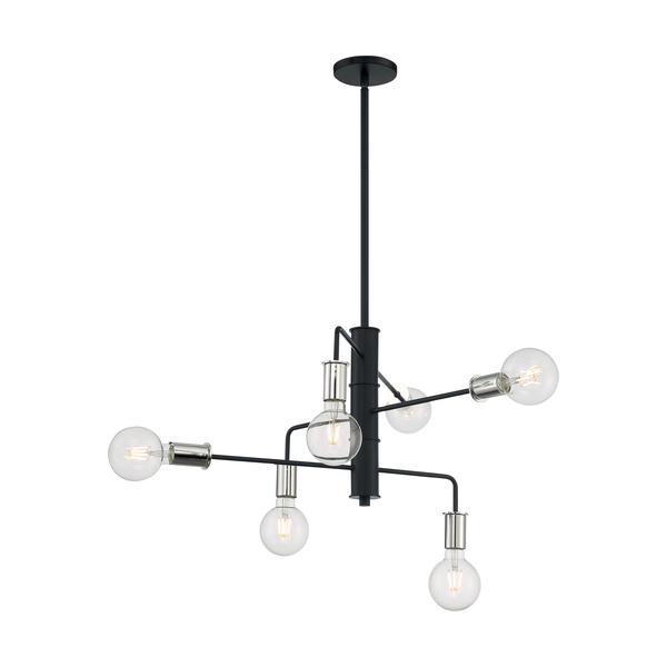 Nuvo Fixture, Chandelier, 6-Lght, Incandescent, 100W, 120V, A19, Medium Bse, Bulb Count: 6 60/7354